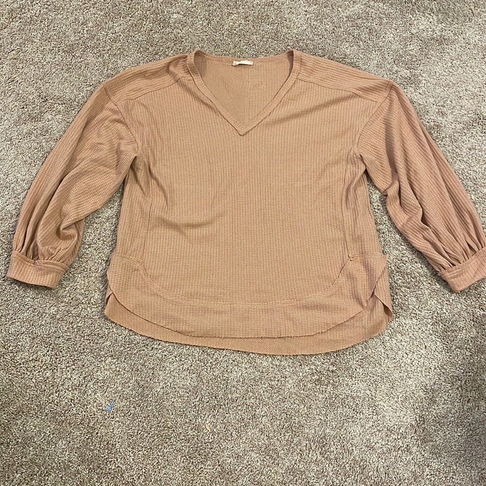 VGUC Tan Waffle knit Top size L
